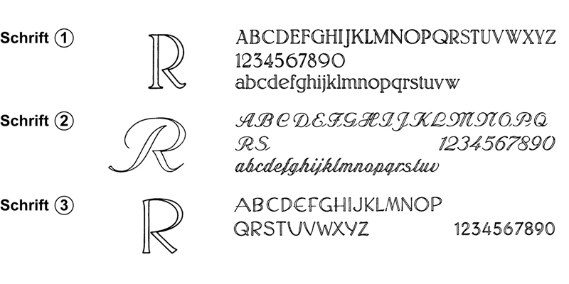 Schultze Anlagentechnik GmbH Zinn Schriftmuster Gravuren